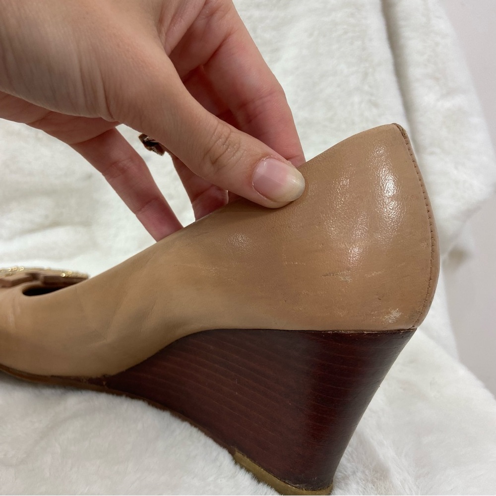 TORY BURCH Lowell New Logo Wedge Pump, Natural Blush. 7M - Picture 15 of 16